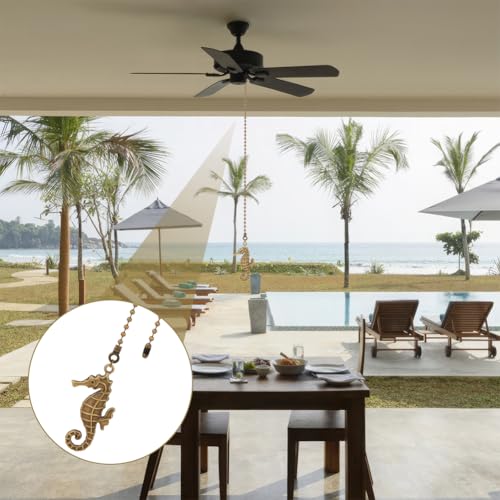 Image of BENECREAT 6 Styles Ocean Theam Ceiling Fan Pull 14 Inch Long Chain Extension Turtles Seahorses Mermaids Pull Chain Extension Ball Chain Connector for Bathroom Toilet Light