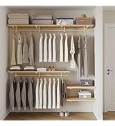 Dawselod 47.2in Heavy Duty Clothing Rack with Top Shelf, Space-Saving Wall Mounted Clothes Rack W...