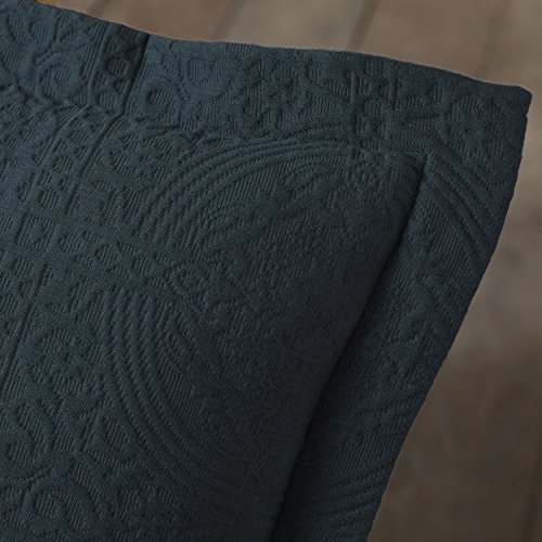 Superior Cotton Fleur De Lis Bedspread Set, Warm Blankets, All-Season Bedding, Bedroom Decor, Decorative Boho Medallion Coverlet, Includes 1 Bedspread, 1 Pillow Sham, Twin, Deep Sea
