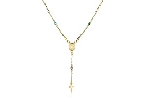 18K Gold Plated Multicolor Virgin Mary Rosery Necklace