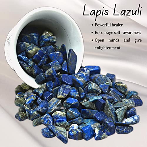 Image of Amazing Gemstone Lapis Lazuli Crystal Chips and Tiny Crystals - Aquarium Gravel Rocks, Bulk Fish Tank Gravel, Small Tumbled Stone Chips for Decoration (Natural AAA Grade Gemstones)