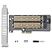 Produktbild XTVTX Dual M.2 PCIE Adapter für SATA oder PCIE NVMe SSD mit Advanced Heat Sink Solution, M.2 SSD NVME (m Key) und SATA (b Key) 22110 2280 2260 2242 2230 auf PCI-e x 4 Host Controller Erweiterungskarte