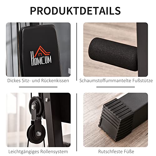 HOMCOM Gym Kraftstation Fitnessstation Multigym Fitnesscenter Fitnessgerät inkl. Gewichten mit Rollenpolsterung Stahl… – Bild 5