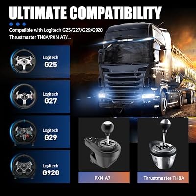 Camoo USB American Truck Simulator Shifter Shift Knob for ATS & ETS2 - Up to 18 Speed Gearshift Knob Compatible with Logitech G25/G27/G29/G920/G923, Thrustmaster TH8A, PXN A7 Shifter