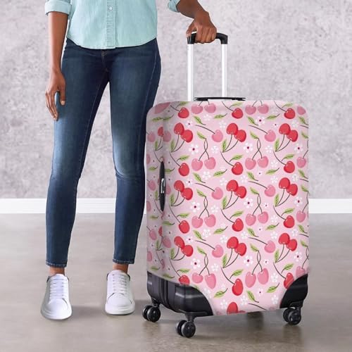 Uasibuni Cute Cherry Pattern Luggage Cover for Women & Girls Travel Luggage Protector Suitcase Cover Pink4