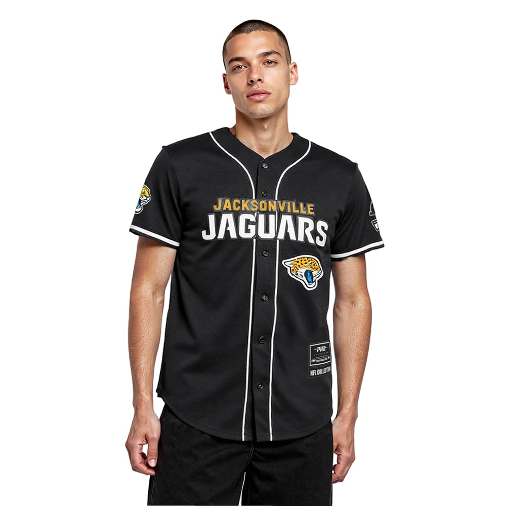 Pro Standard Mens NFL Jacksonville Jaguars Mesh Button Down Top Black L