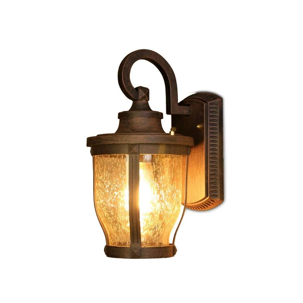 Wall Sconce Wall Lamp European Outdoor Wall Lamp Fixture Bronze Finish Villa Courtyard Corridor Wall Light Frosted Glass Lantern E27 Waterproof Aluminum Metal Sconce for Garden Terrace Waterproo