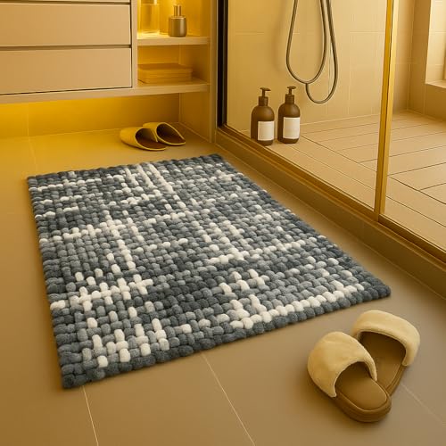 Image of LAHOME Bathroom Mat Anti Slip Bathmat Water Soak Floor Rug Non Slip Cotton Bath Mat 40x60 Cm, Dark Grey