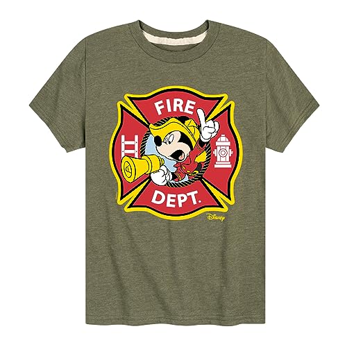 Disney - Firefighter Mickey - Fire Dept. Alarm - Toddler & Youth Short Sleeve Graphic T-Shirt