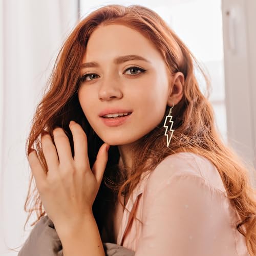 Lusofie Lightning Bolt Earrings 80s Punk Lightning Earrings Flash Thunder Hook Earrings Dangle Earrings for 80's Party 5