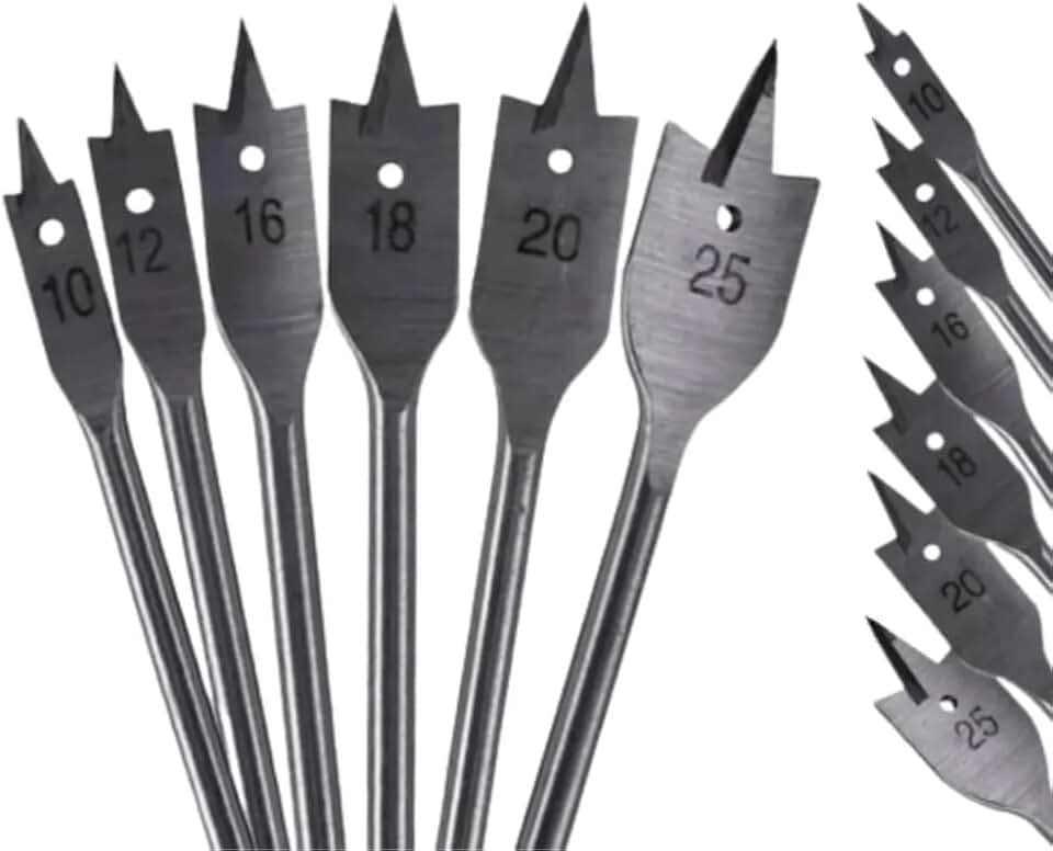 Jogo de Broca Chata para Madeira com 6 Kit Brocas Chata Madeia Marcenaria Móveis - HYZE