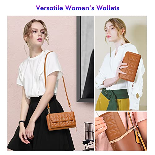 Image of nuoku RFID Blocking Wristlet Wallet for Women, Zip-Around Crossbody Clutch with 2 Removable Straps