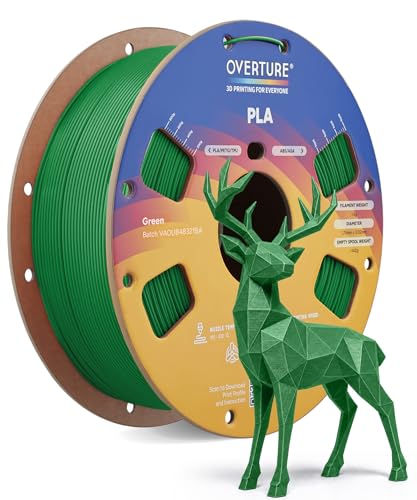 Image of OVERTURE PLA Filament 1.75mm, Neatly Wound 3D Printer Filament 1kg Spool (2.2lbs), Dimensional Accuracy + /- 0.02 mm, Fit Most FDM 3D Printers (Green)