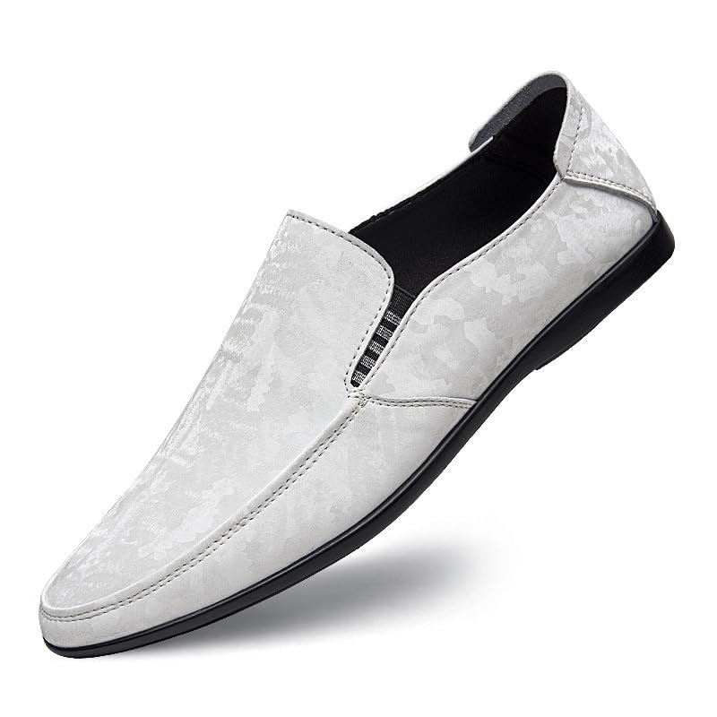 Loafers for Men Round Toe Suede Vamp Loafer Shoes Flexible Flat Heel Anti-Slip Walking Classic Slip-ons