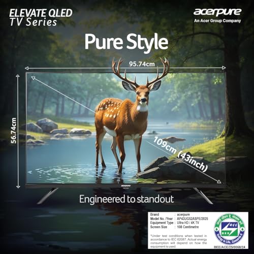 Image of acerpure 109 cms (43 inch) Elevate (2024 Series) QLED TV Smart Google TV with Google OS | Dolby Atmos |AP43UG51QEVTD