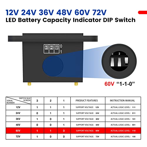 Image of LED Battery Level Indicator, Universal Golf Cart Battery Meter Support 12V 24V 36V 48V 60V 72V Battery Monitor Lithium Battery Lead Acid Battery Fuel Gauge Meter for Ezgo Go Club Car