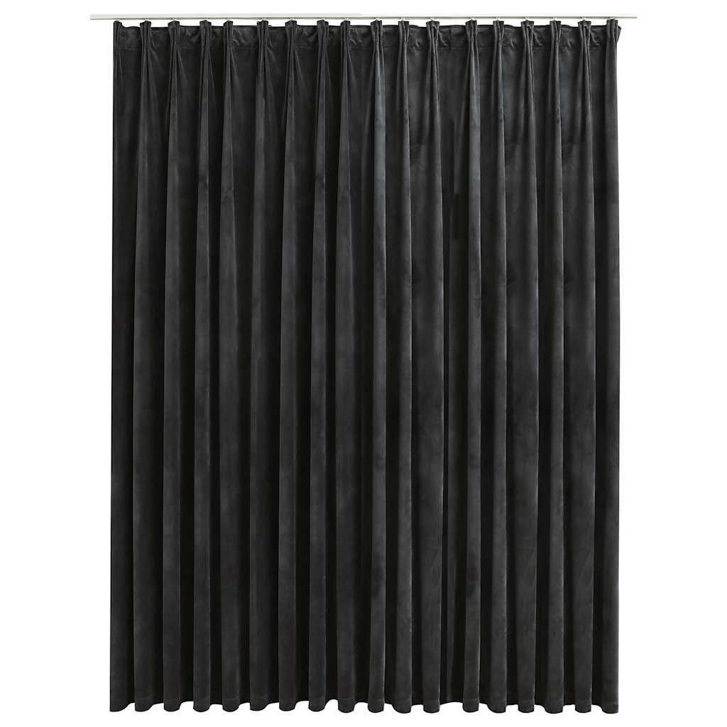 vidaXL Cortina Opaca con Ganchos Hogar Decoración Diseño Estilo Salón Comedor Visillo Dosel Persiana Estor Telón 290x245 cm Terciopelo Gris Antracita