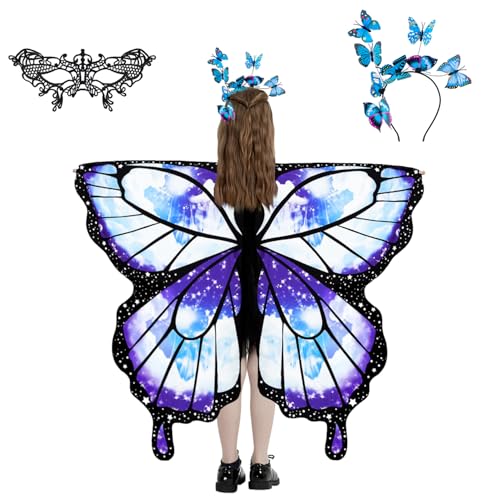 LYL. Ling Schmetterling Flügel für Mädchen, Schmetterling Fee Flügel Kinder, Halloween Kostüme für Kinder, Schmetterling Kostüm für Mädchen (#005)