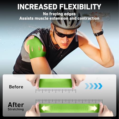 Image of Kinesiology Tape for Shoulder Precut, 12 PCS Shoulder Tape for Pain Relief, KTQUICK Original Cotton Waterproof & Breathable, Enhance Elastic Sports Tape for Pain Support and Muscle Sports, Green