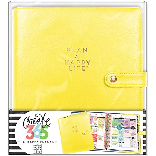 me & my BIG ideas Deluxe Cover, Sunshine Yellow - The Happy Planner Scrapbooking Supplies - Stylish & Functional - Extra Protection and Storage, Inner Pockets - Includes Pen Holder - Classic Size