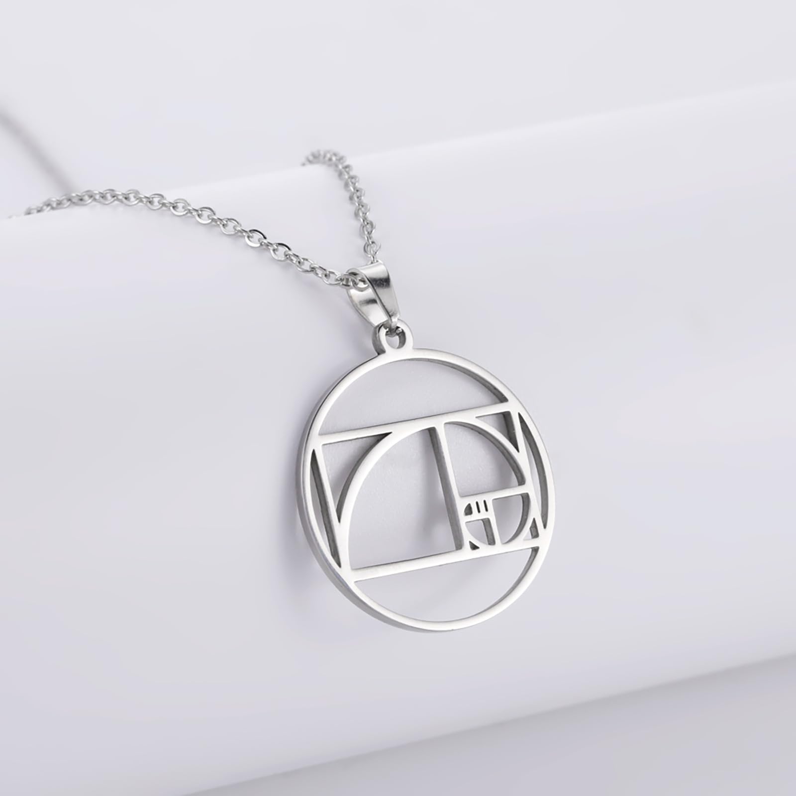VASSAGO Fibonacci naszyjnik z sekwencją złotej proporcji, geometryczny, spiralny, naszyjnik dla mężczyzn, kobiet, matematyka, irracjonalny wisiorek, naszyjnik, ukończenie szkoły, matematyka, prezent
