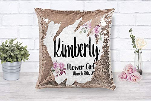 Personalized Flower Girl Proposal Sequin Pillow