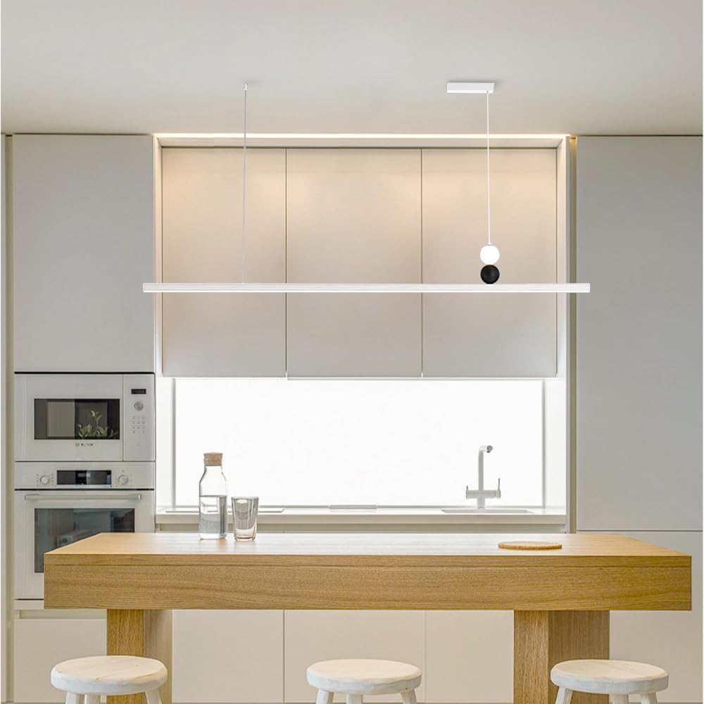 Lampadario lineare a soffitto, Lampada a Sospensione Minimalista a LED, Lampada da Tavolo da Pranzo a Striscia Lunga, Compatibile con lampadari a Sospensione, per Interni.