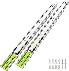 VALISY 2 Pair of 16 Inch 3-Section Full Extension Ball-Bearing Slow Soft Close Drawer Slides, Self Closing Cabinet Metal Drawer Rails Track Available in 14