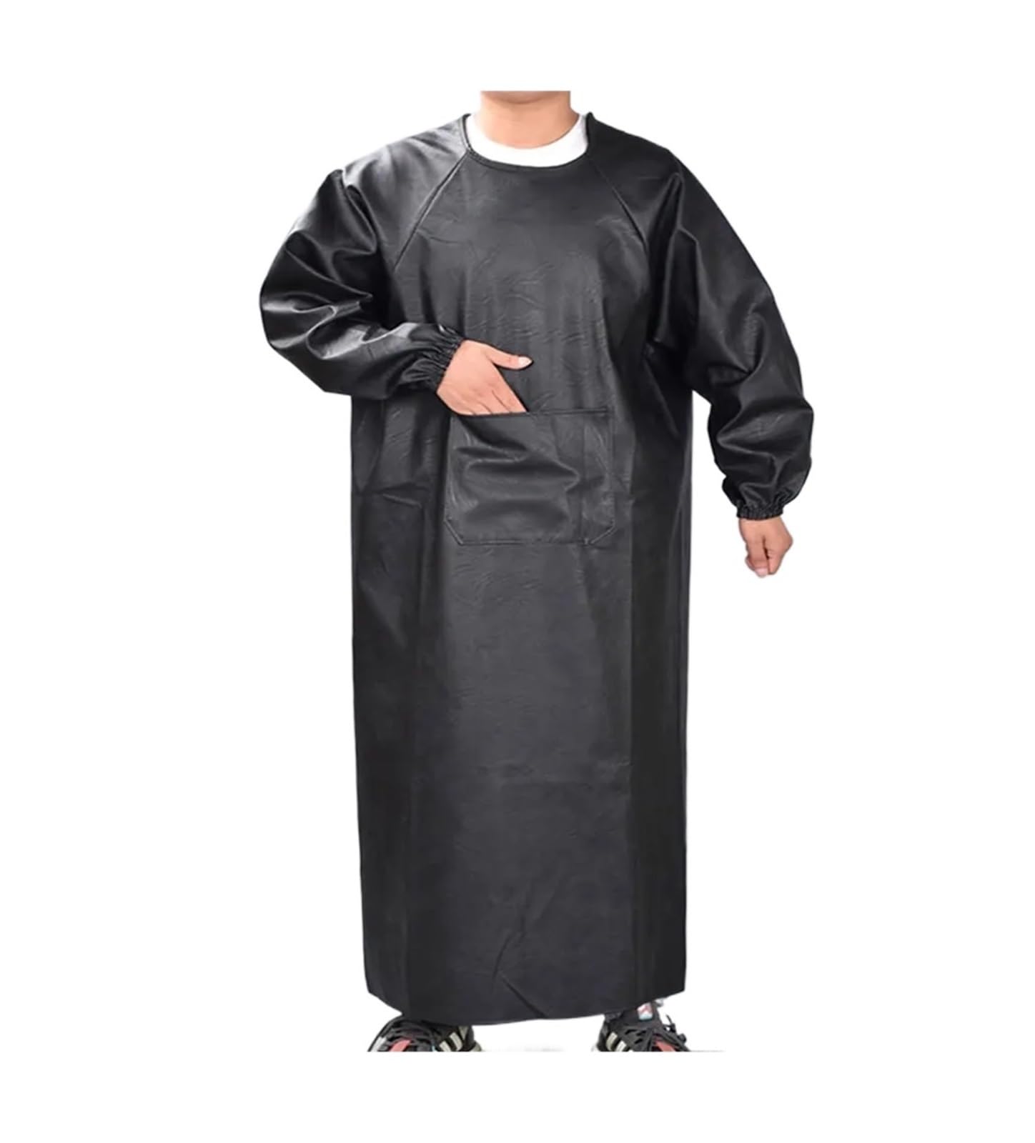 delantal cocina Monos de cuero suave impermeables a prueba aceite, delantales manga larga, ropa inversa for hombres y mujeres adultos, trabajo cocina
