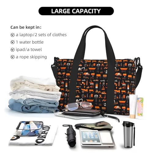 Travel Duffle Bags For Women Men - Modern Bulldozer Excavator Print Personal Item Weekender Overnight Gym Carry On Airport Tote Bag With Strap For Yoga, Travel, Business Trips4