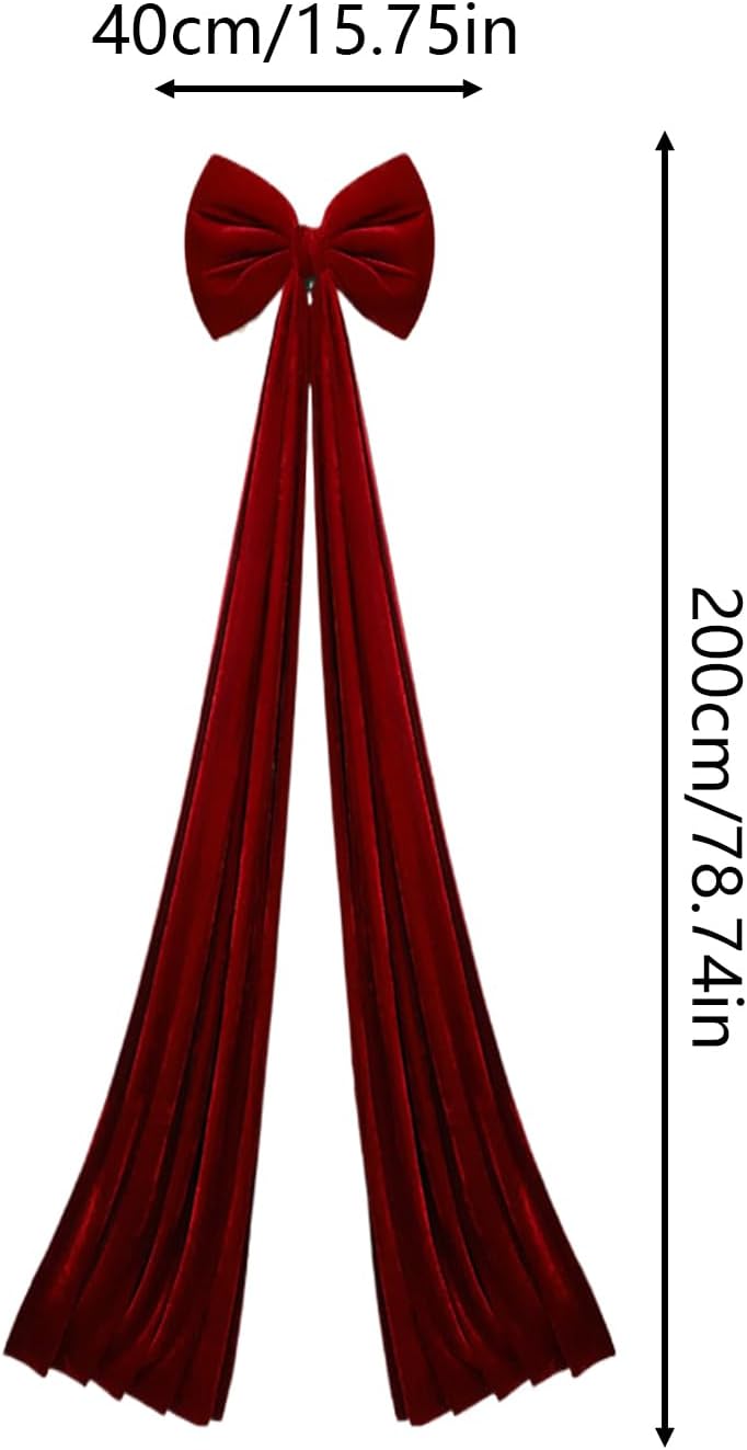 Extra Large Christmas Bow, 6.6 ft Holiday Decorations, Oversized Tree Topper Velvet Bows for Wall, Stairs, Fireplace, Porch, Office, Party, Wedding, Holiday, Shopping Mall