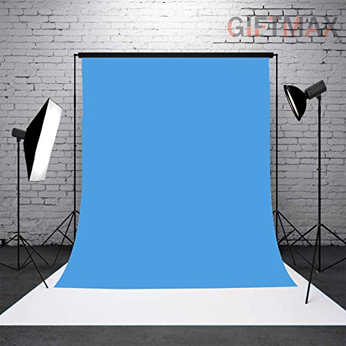 Image of GiftMax 8 x10 FT Sky Blue Color LEKERA Backdrop Photo Light Studio Photography Background with Curtain Ring Hook (Sky Blue Cloth)