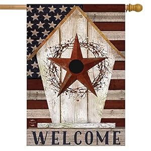 Briarwood Lane Rustic American Birdhouse Primitive House Flag Welcome Patriotic 28 x 40