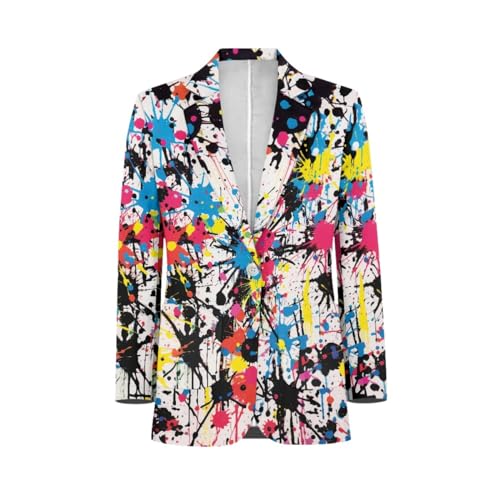 GLUDEAR Men's Suit Blazer Jackets Splash Oil Paint Graffiti Print Slim Fit One Button Coats Blazers3