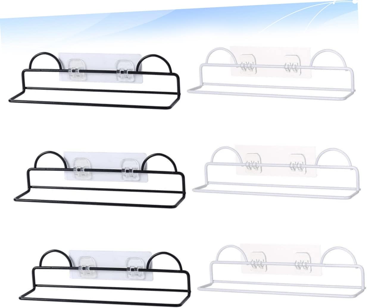 6pcs Wall-hanging Slipper Rack for Bathroom Monolayer Shoes Organizer Space-saving Household Holder Suitable for Smooth Surfaces Black White