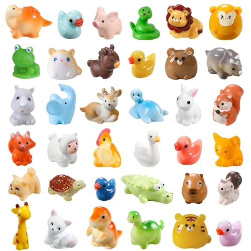 JOISHOP Mini figuras de animales, pequeños animales de resina