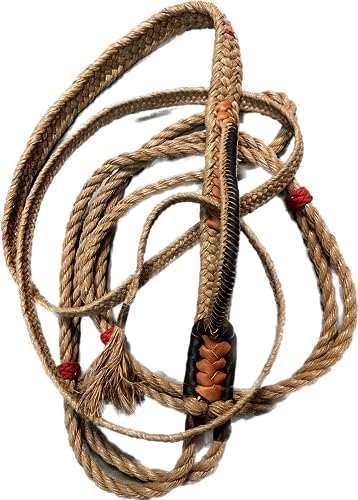9/9 Plait Right-Hand Bull Riding Rope – 14ft Total Length, Full Leather Handhold, Polypropylene Rope For Rodeo