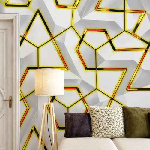 Image of Wings Star Wall Stickers DIY Wallpaper (45 x 500 CM, Grey & Gold) | Self Adhesive PVC Roll | Home Decoration for Living Room Hall Bedroom | Easy Peel and Stick Decor Paper