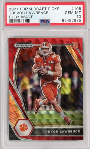 Graded 2021 Panini Prizm DP Trevor Lawrence #106 Ruby Wave Rookie...