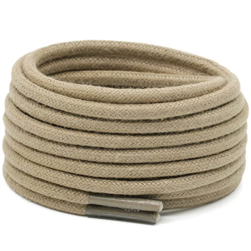 Yfine 31.5" Inch Round Waxed Dress Shoes Shoelaces Boots Shoe Laces Khaki (2 Pair) #TOP2