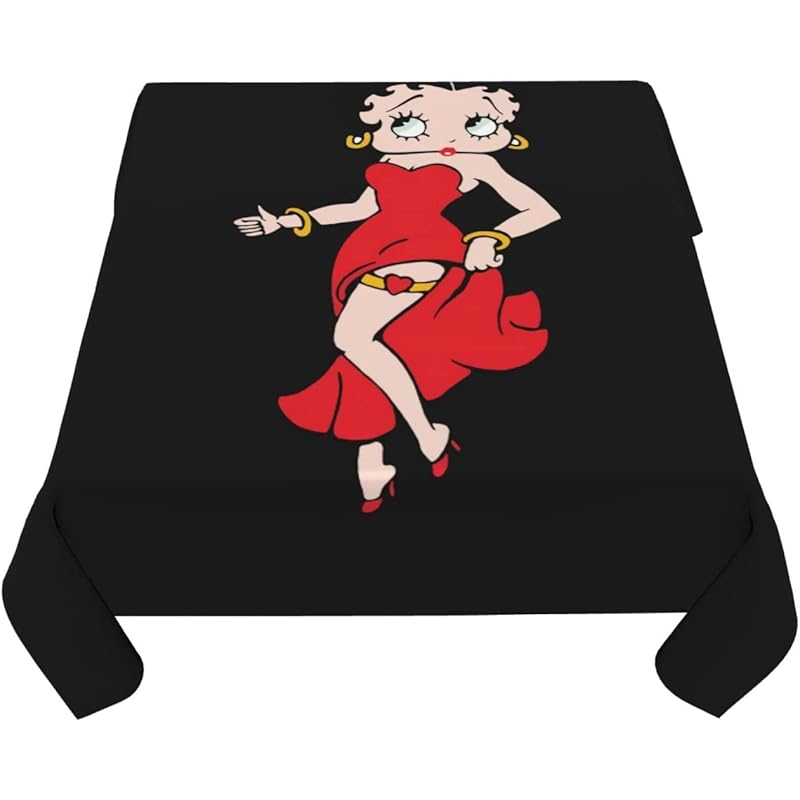 エプロン キッチンファブリック のぼり リサイクル テーブルク Bettyboop ベティちゃん ロス デスクマット食卓カバー 柔らかい キッチン ダイニング用 ホーム装飾 デスクマット 家庭用 業務用 レストラン用 洗える ポリエステル デスクマット 正方形 137 137cm 152