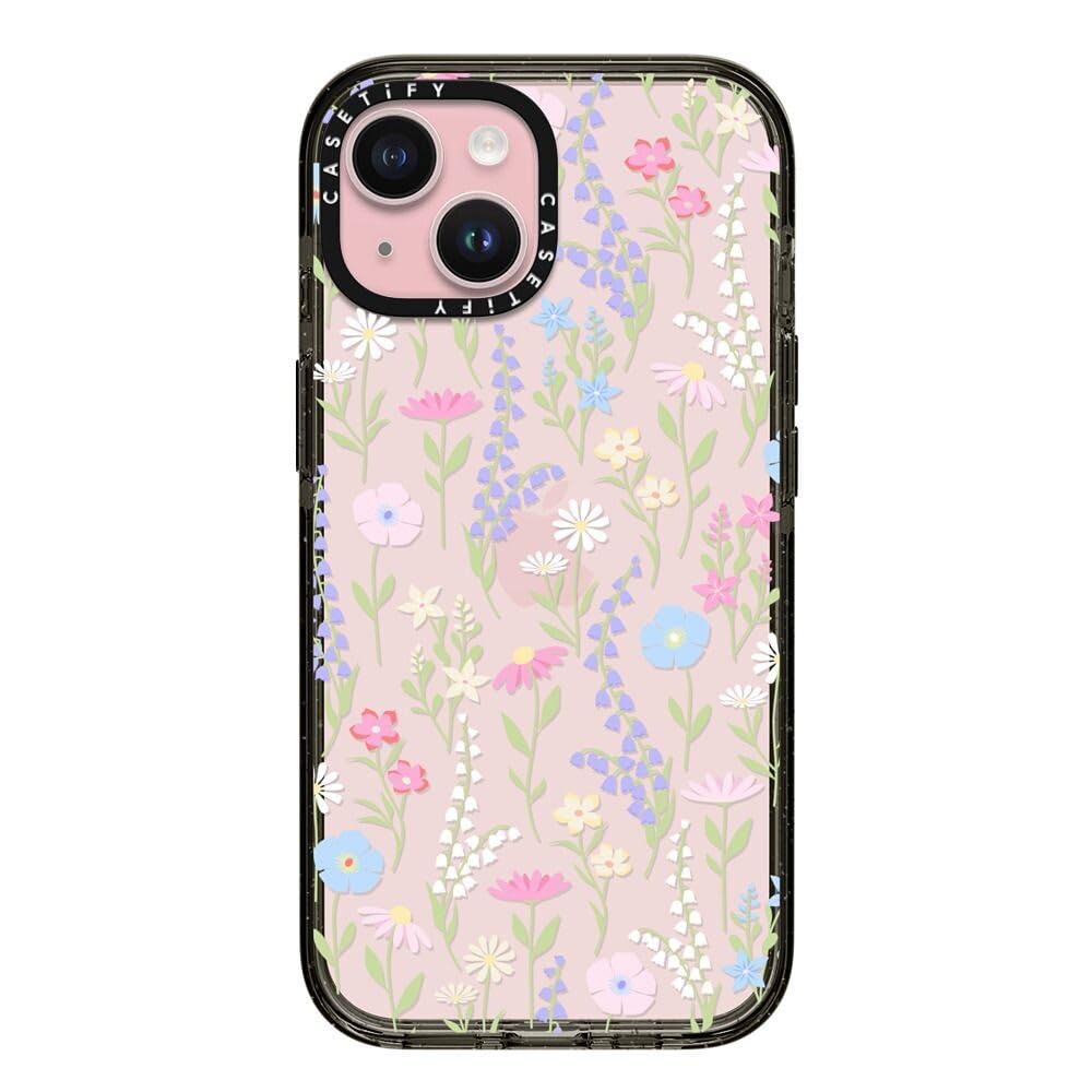 CASETiFY Funda para iPhone 15 - Impact | Corte entallado, protección contra caídas de grado militar de 2,5 m, 4 unidades, rosa pastel, lindo floral, negro
