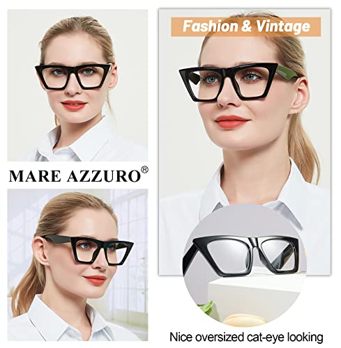 Mare Azzuro Cat Eye Reading Glasses 2.50 Women Oversized Readers 0 1.0 1.25 1.5 1.75 2.0 2.25 2.5 2.75 3.0 3.5 4.0 5.0 6.0 (Black, 250) #TOP1