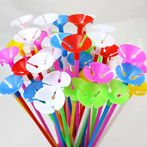 Giftexpress GE4682 120Pcs 12 Inch Balloon Sticks Assorted Colors, Plastic Balloon Holders And Cups For Christmas, New Year, Birthday Party thumb #1