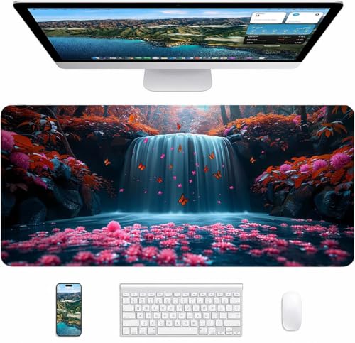 Tapis de souris gaming papillon XXL grand tapis de bureau bords cousus Falls 1-7819