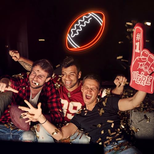 Image of CULOIS Football Neon Sign for Wall Decor,Football-Shaped Neon Light, Football LED Signs for Man Cave, Teens, Boys, and Girls' Bedrooms and Game Rooms. Neon Wall Signs Gift for Football Fans Teens