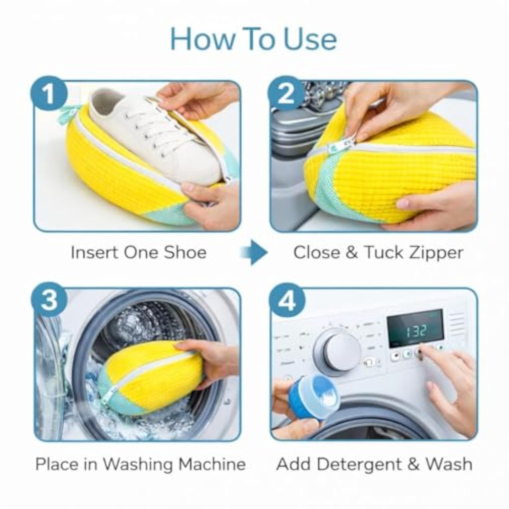 Shoes Washing Bag for Laundry Machine, Reusable Mesh Zipper Bag