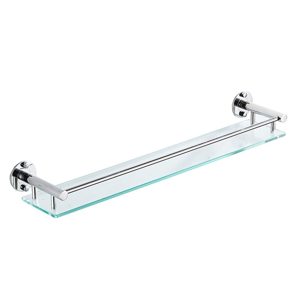 Estante de cristal de baño de acero inoxidable 304 montado en la pared con estante de almacenamiento de una sola capa para ducha cosméticos (tamaño: 60 cm)