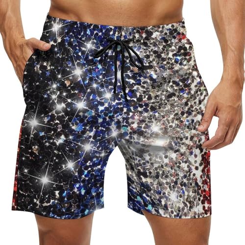 Men's Swim American Flag Trunks Quick Dry Bathing Suit Beach Swimsuit Bottom Shorts