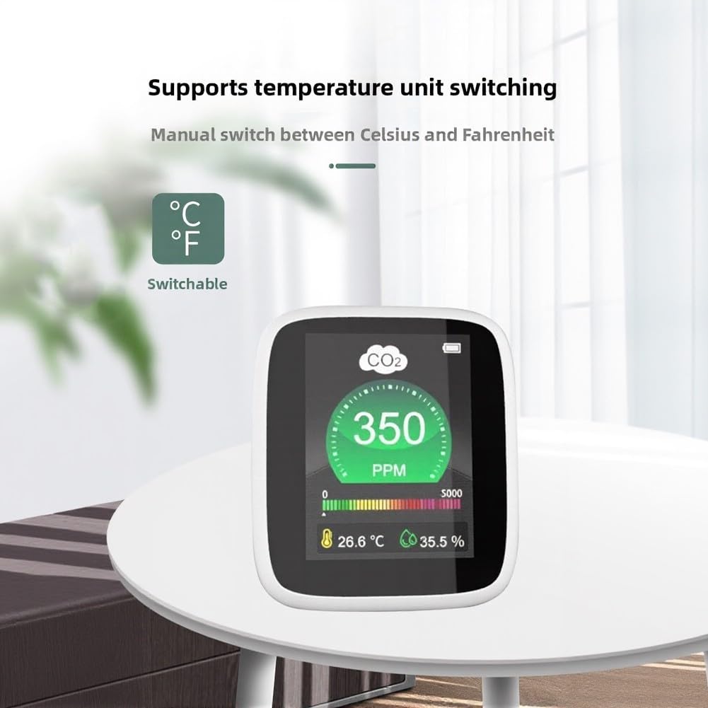 Detector portátil de calidad del aire con tecnología avanzada Ndir para medir los niveles de temperatura y humedad con alarma audible para una gestión saludable del entorno interior